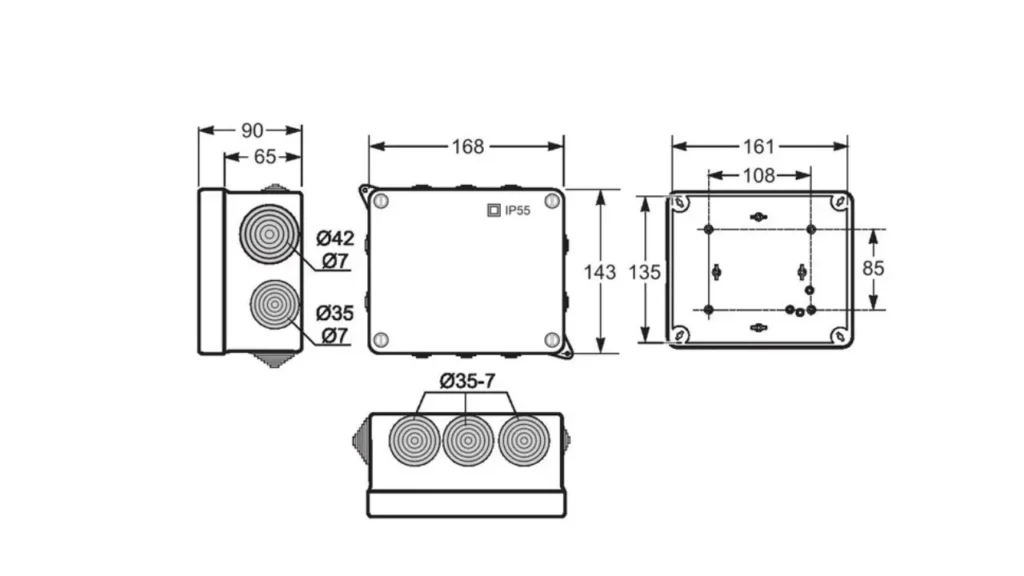 standard electrical junction box dimensions