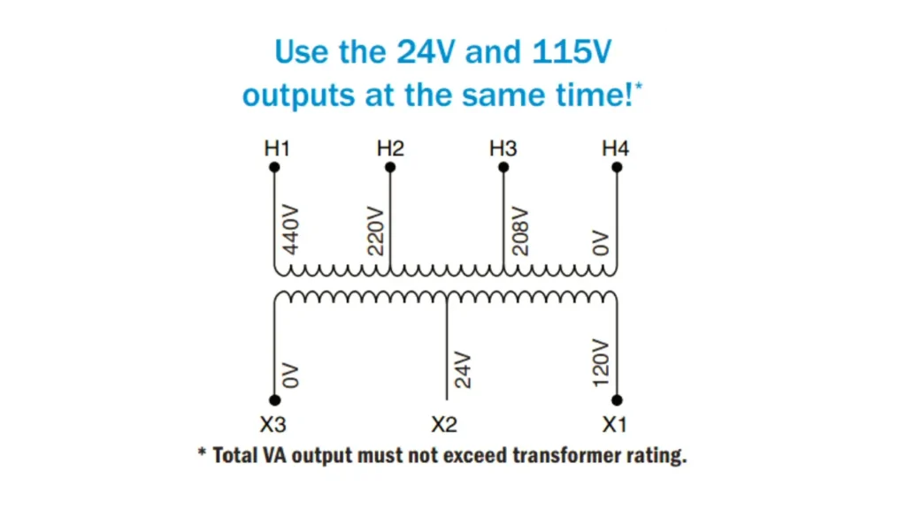 h1 and x1 on a control transformer