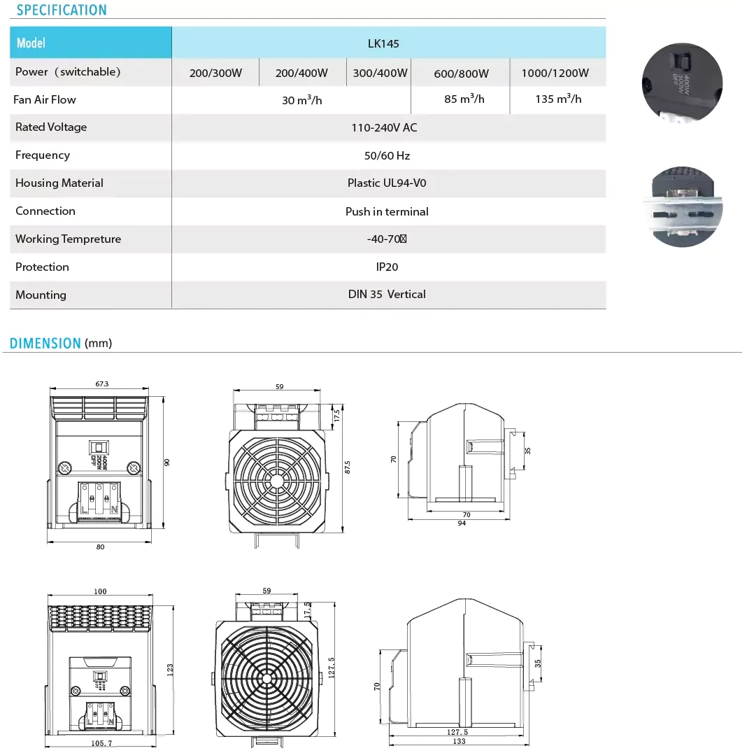 Deatils of LK145 fan heater