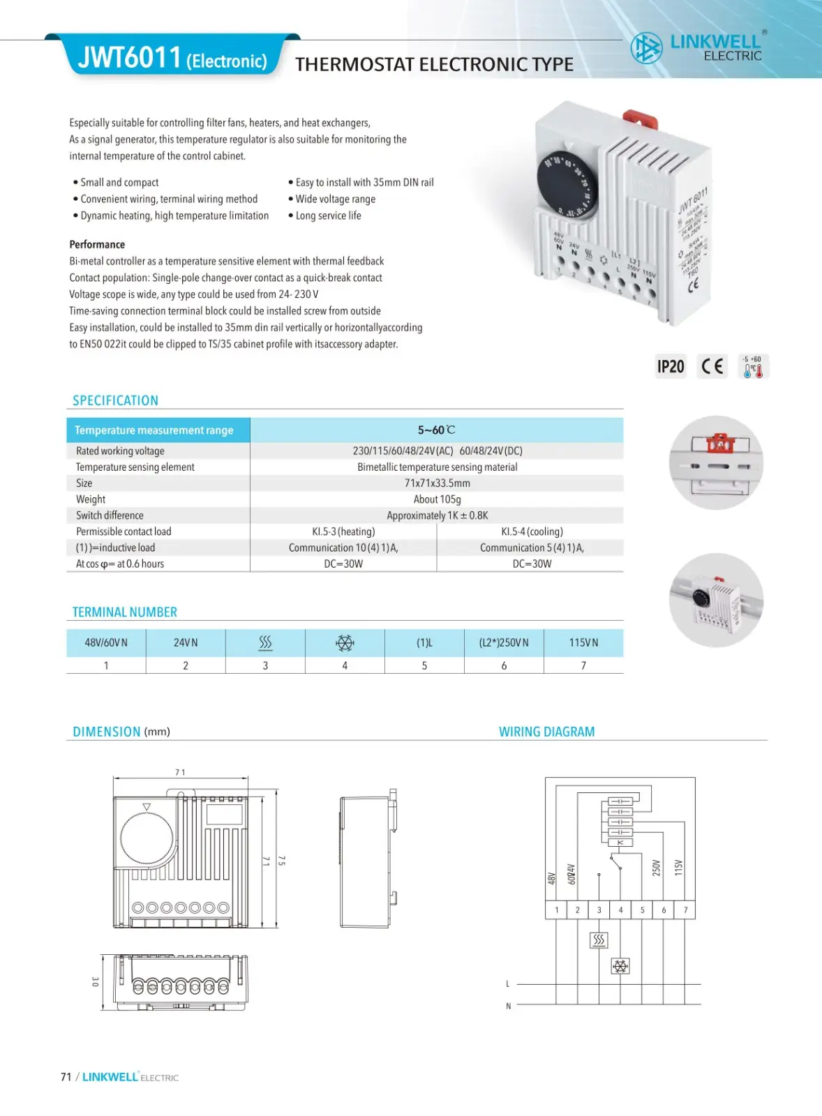 JWT6011 thermostat hygrost