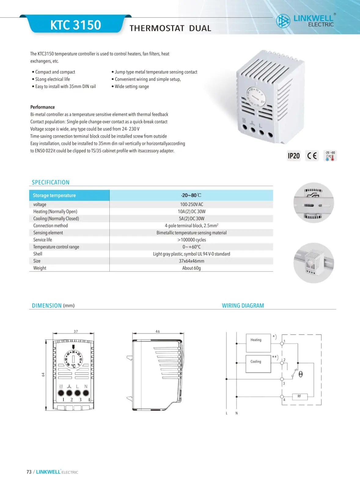 KTC3150 thermostat hygrost