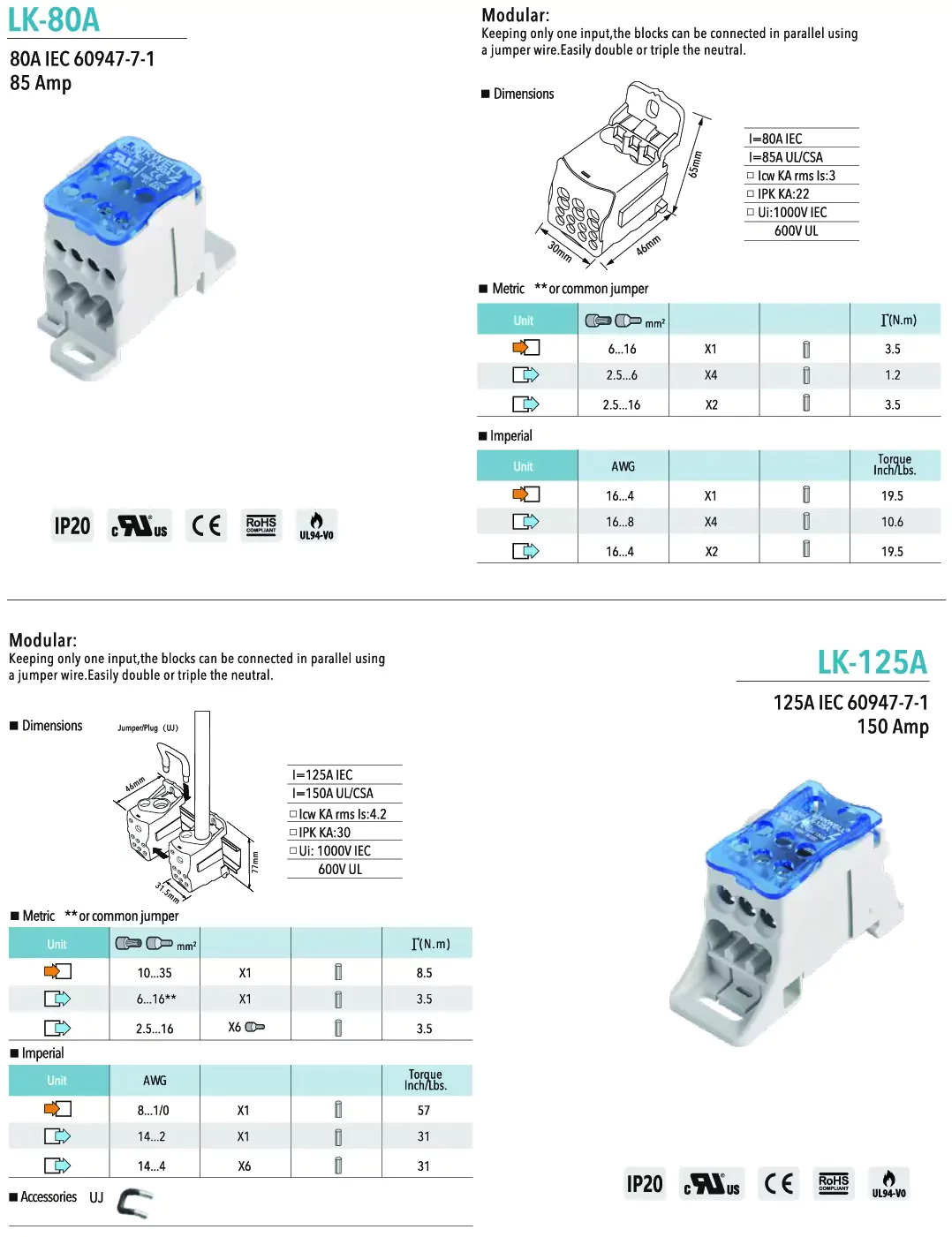 LK 80 Terminal blocks
