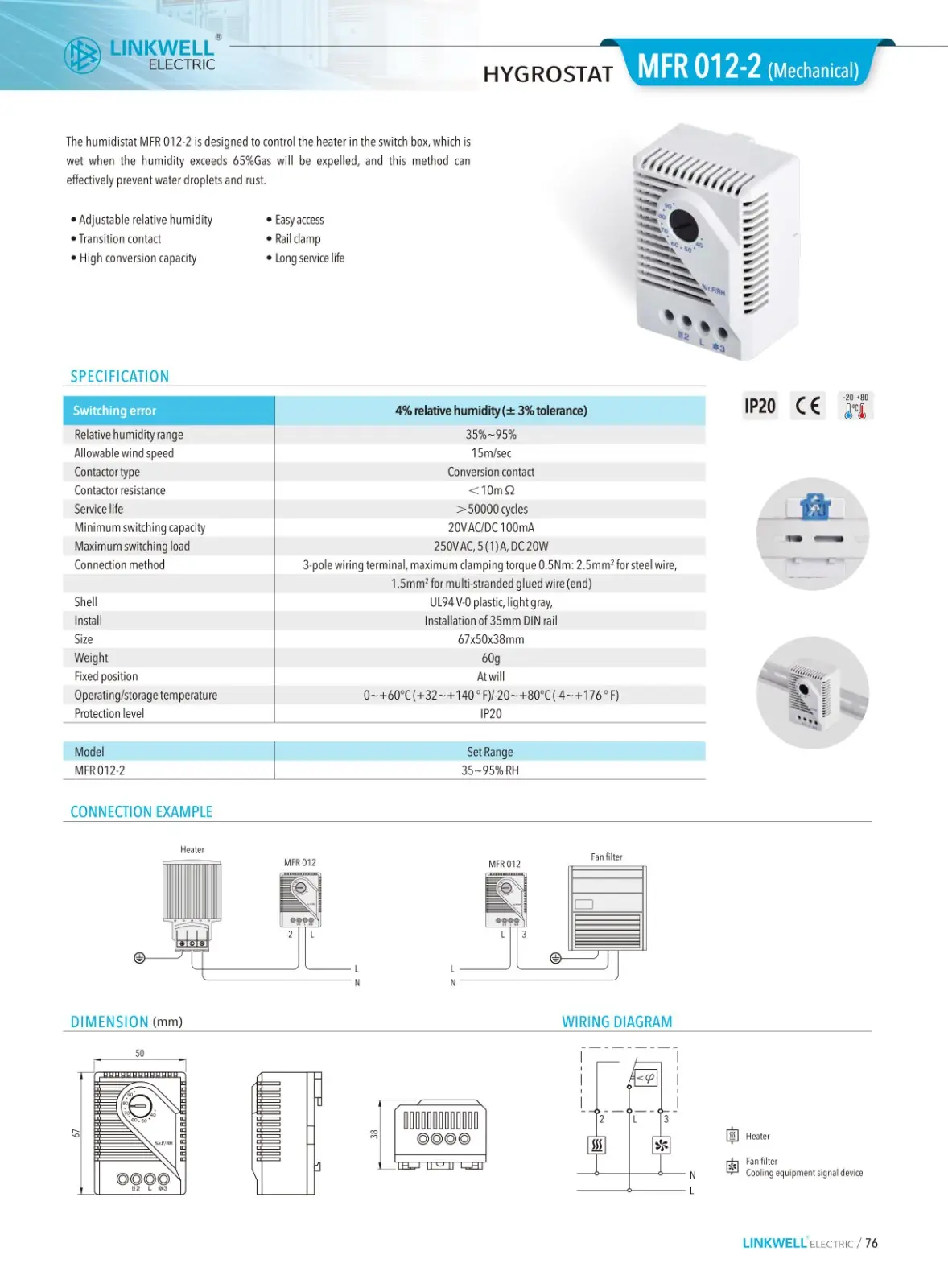 MFR 012 2 thermostat hygrost