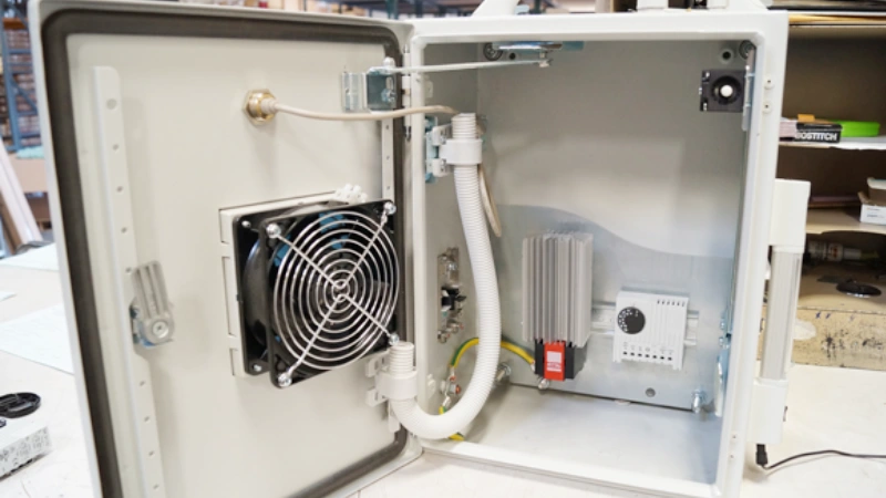 motor control cabinet fan and filter
