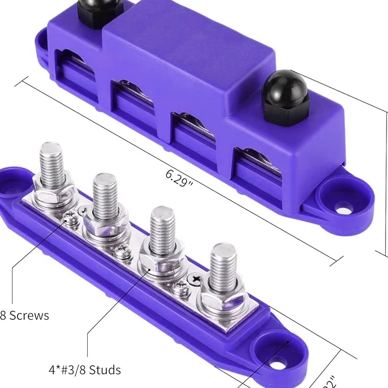 4 way power distribution terminal block with cover
