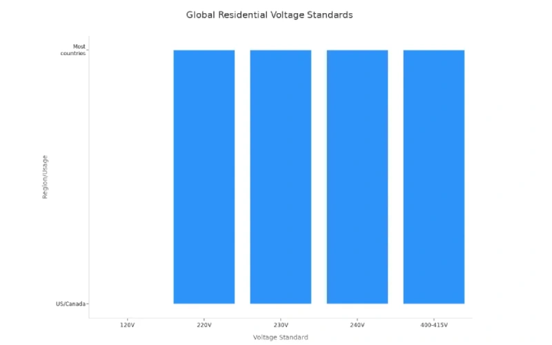 common electrical voltages used in major travel and business countries