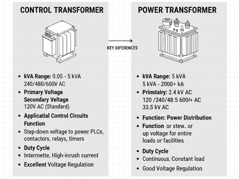 comparing control transformers and power transformers
