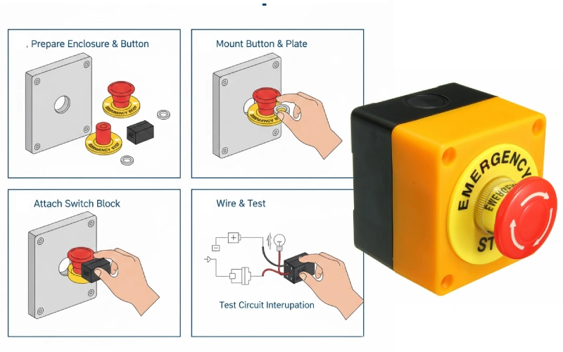 emergency stop push button step by step